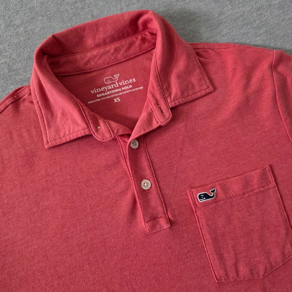 Vineyard Vines Edgartown Polo Mens XS Red Heather Pima Cotton Blend Short Sleeve